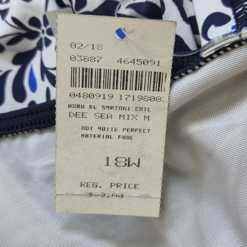 NWT Lands' End 18W Tankini Swim Top Underwire Square Neck Blue Floral - Picture 15 of 15